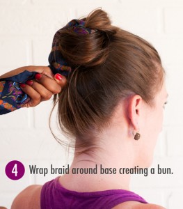 Step 4 scarf bun