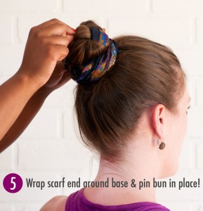 Step 5 scarf bun